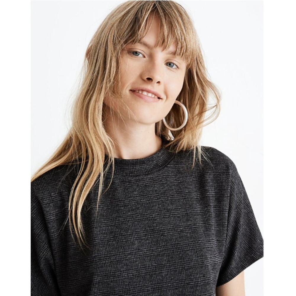 Madewell Mockneck Tee Dress in Glen Plaid AB367 // M - Picture 3 of 12